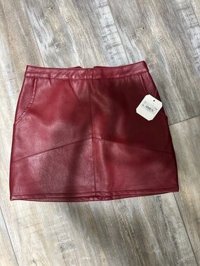 Alter’d State Leather Red Mini Skirt - Women's Stylish A-Line